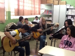 Some students playing and singing for us today